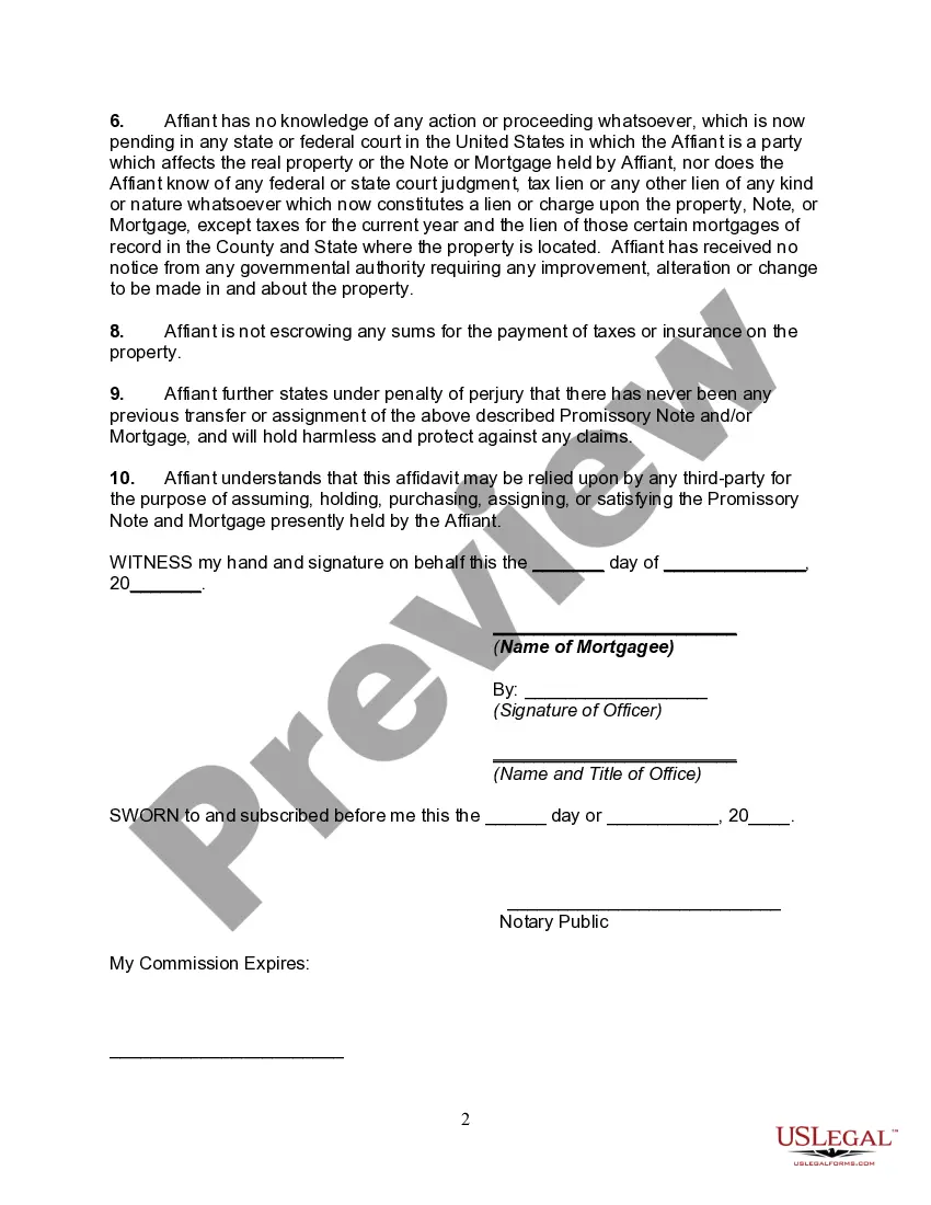 Preview Estoppel Affidavit of Mortgagee