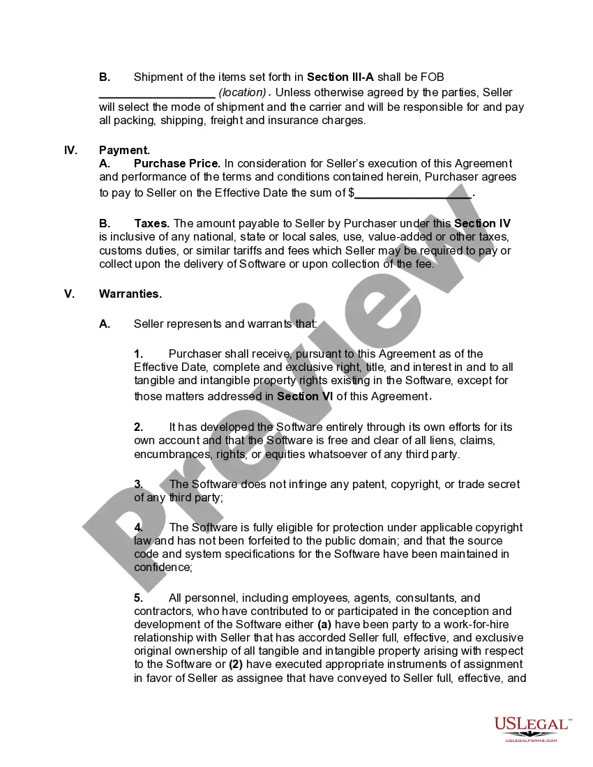 Preview Software Acquisition Agreement