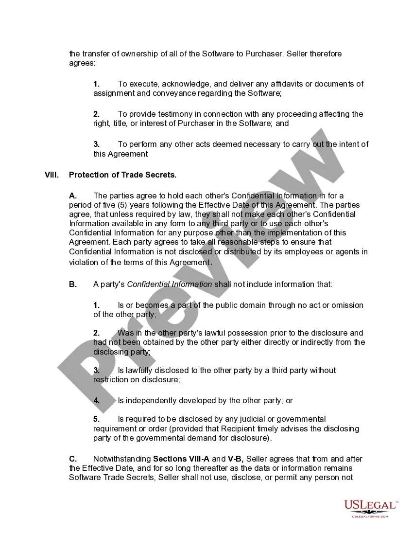 Preview Software Acquisition Agreement