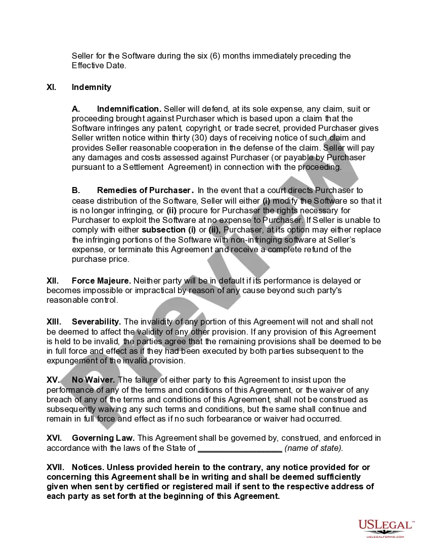 Preview Software Acquisition Agreement