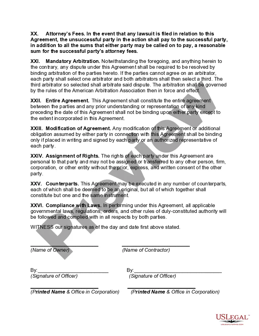 Preview Agreement for the Construction of Building