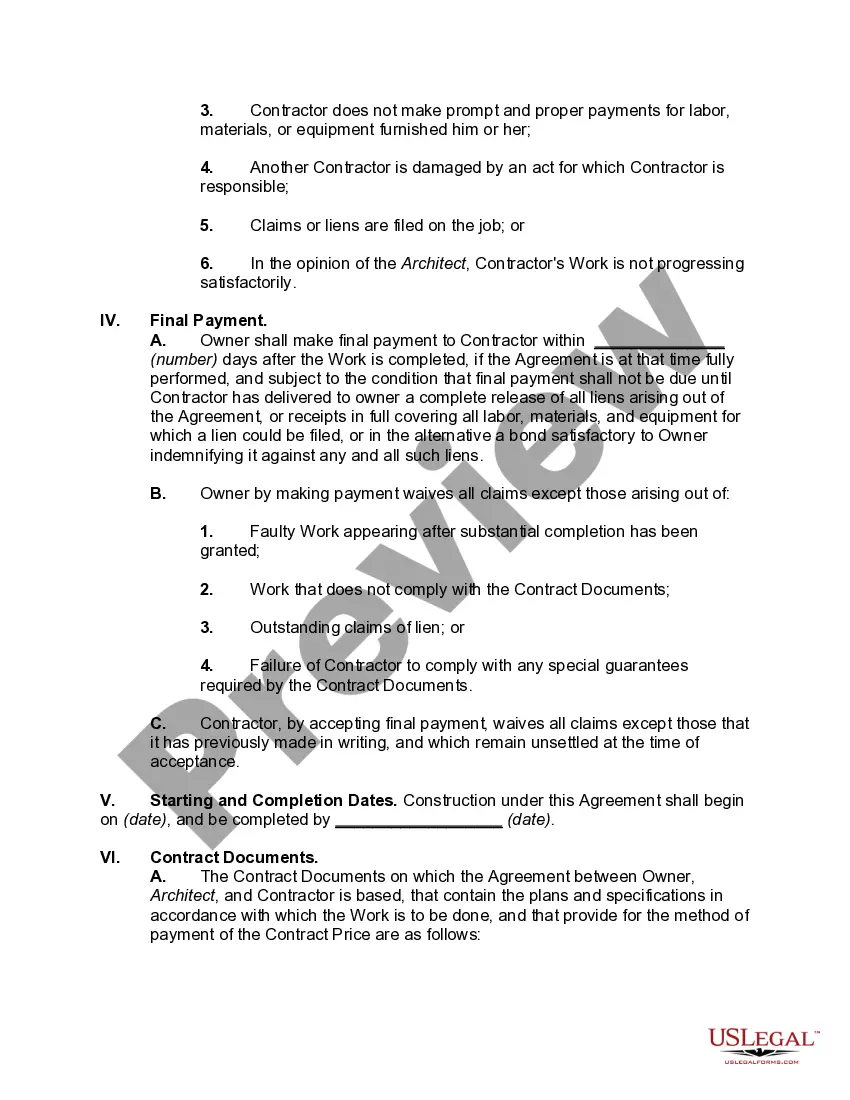 Preview Agreement for the Construction of Building