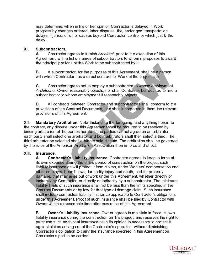 Preview Agreement for the Construction of Building