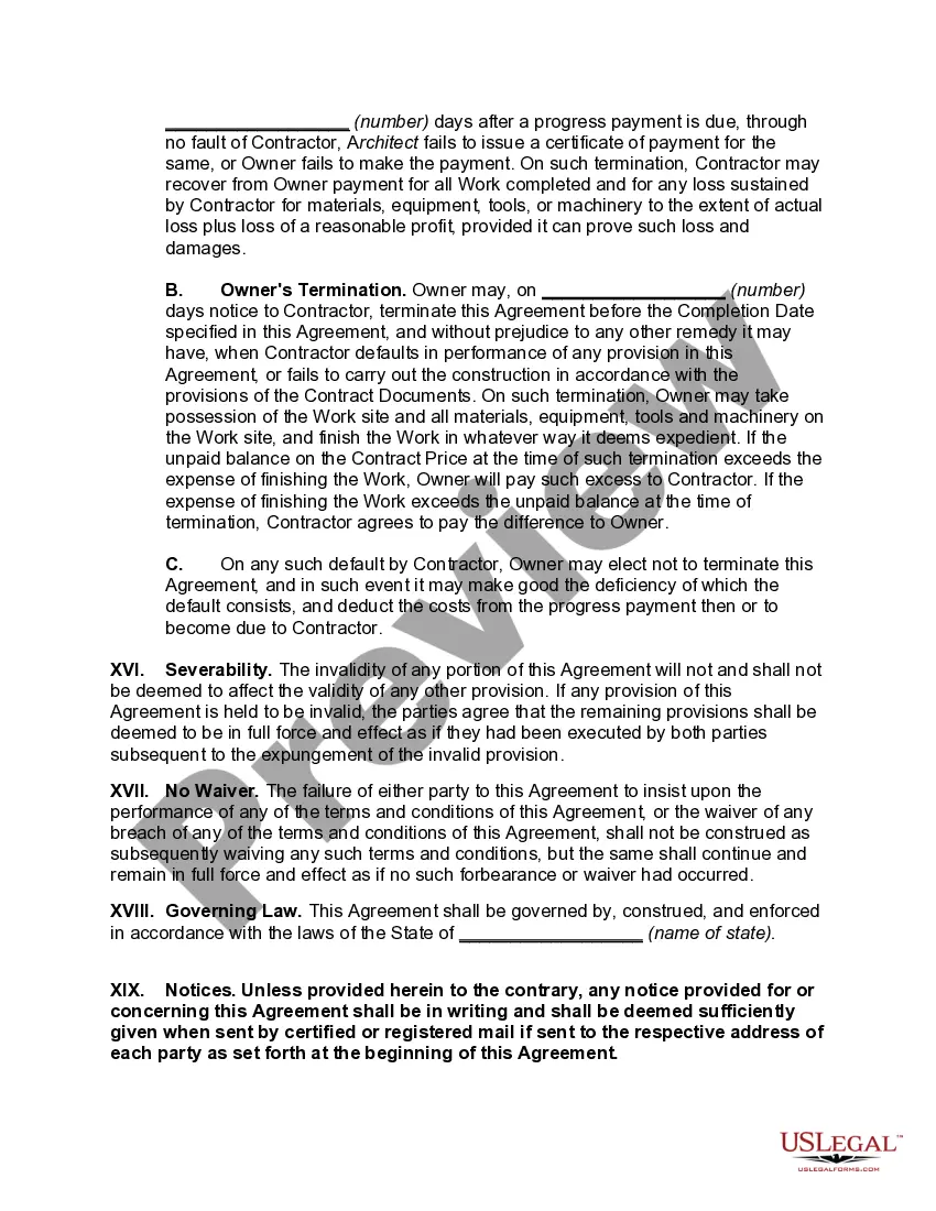 Preview Agreement for the Construction of Building