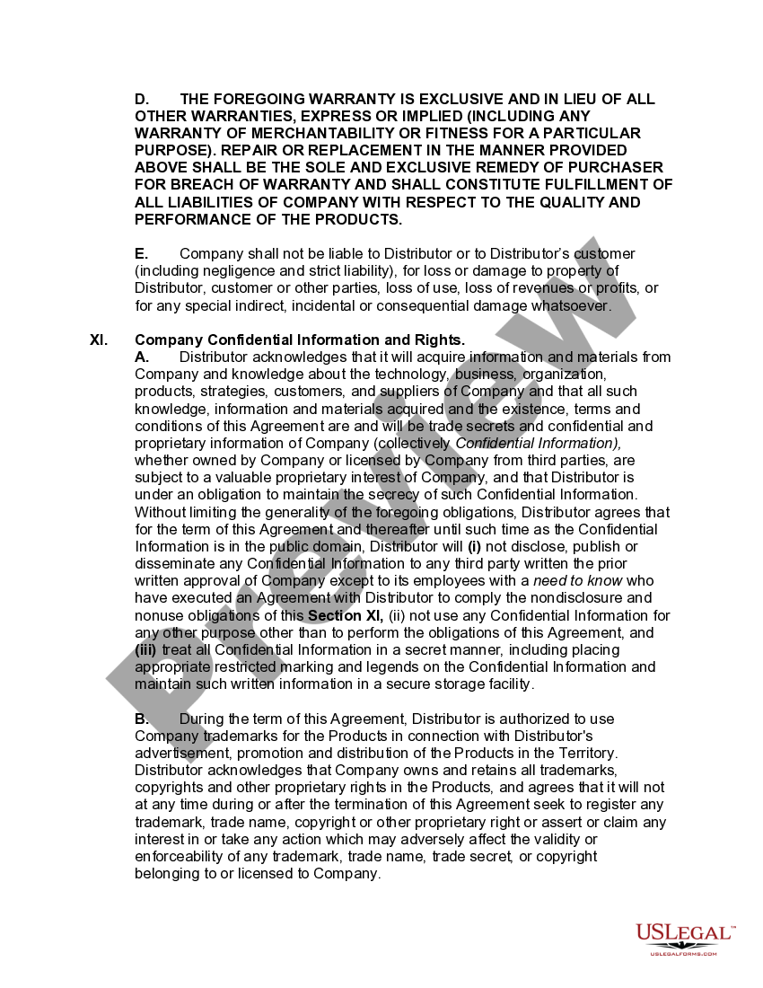 International Distributor Agreement US Legal Forms