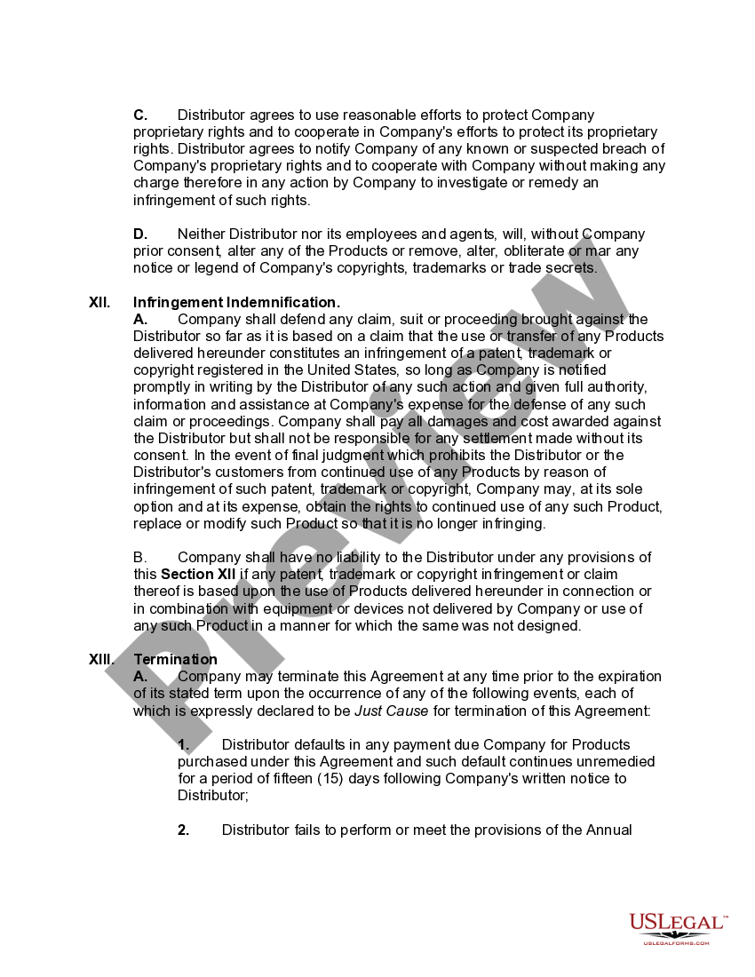 International Distributor Agreement US Legal Forms