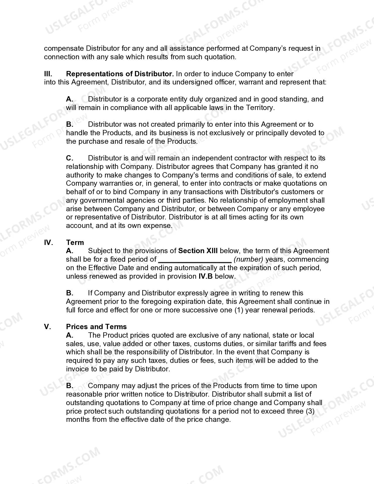 Preview International Distributor Agreement