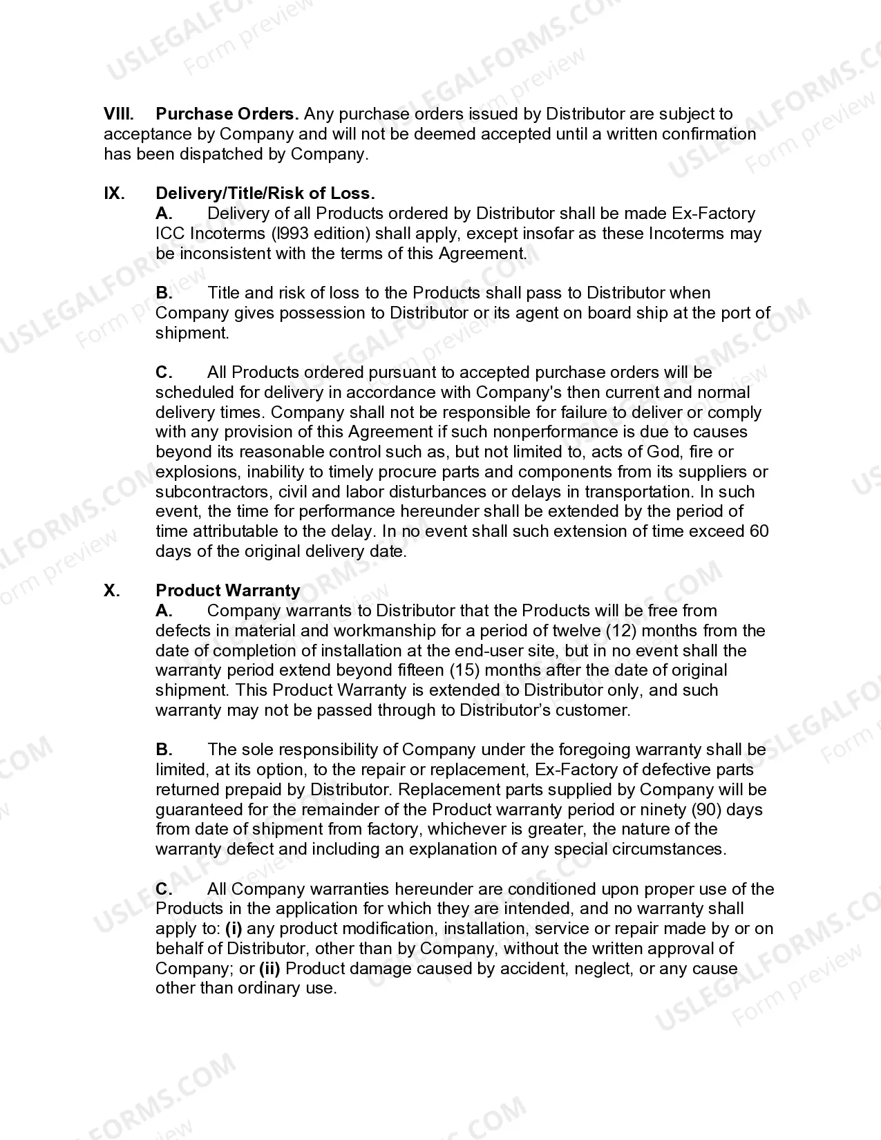 Preview International Distributor Agreement