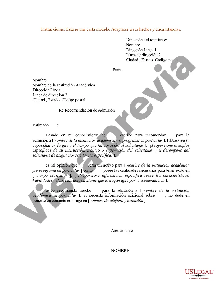 Preview Plantilla de carta de recomendación para estudiante