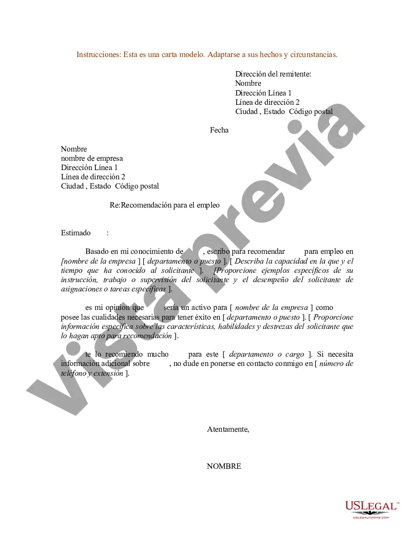 Preview Carta de recomendación para empleo