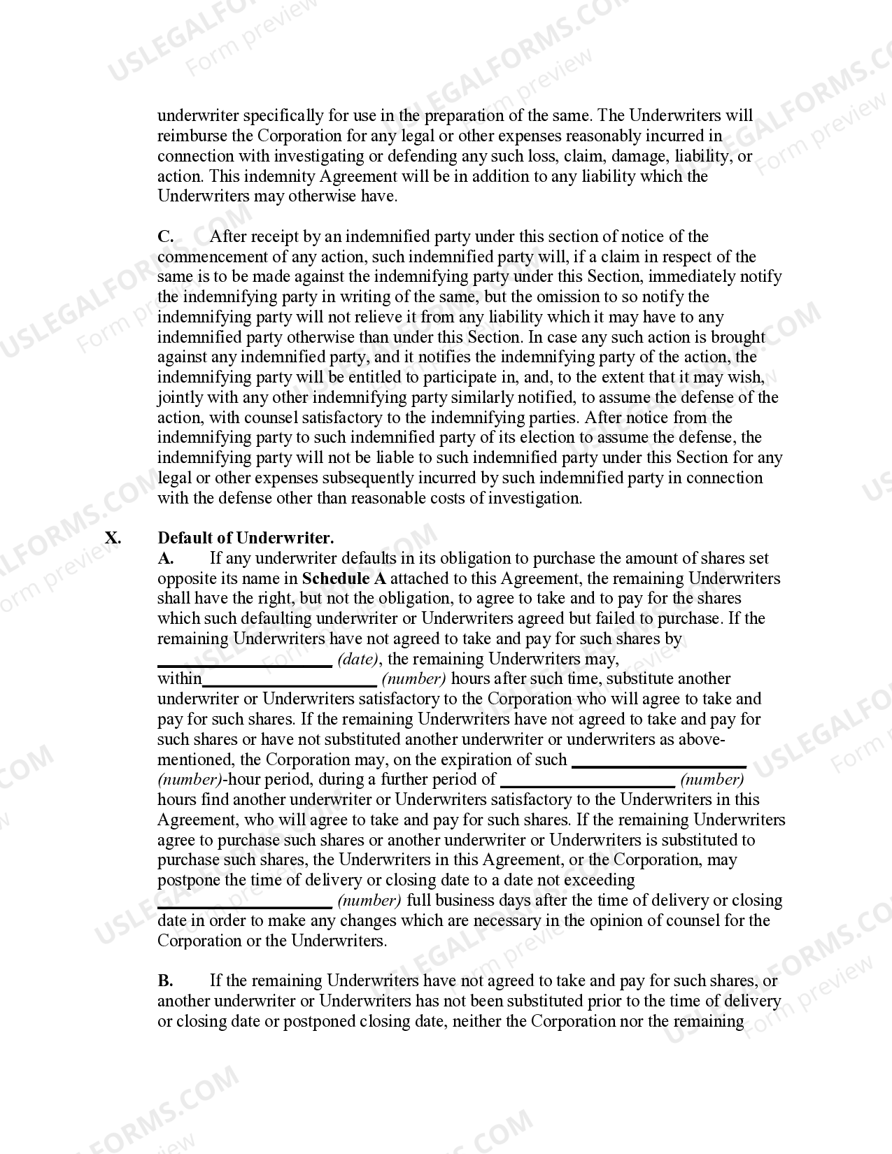 Underwriting Agreement US Legal Forms