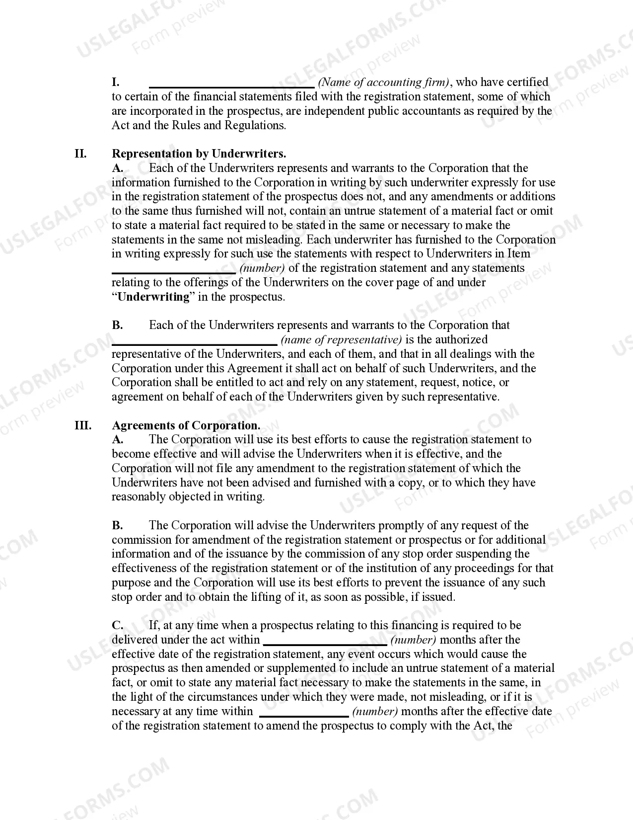 Preview Underwriting Agreement