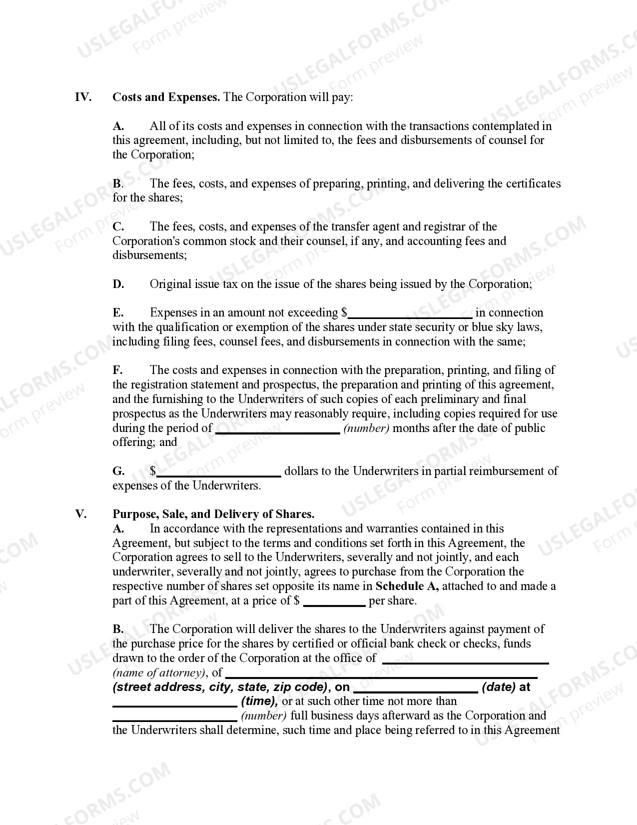 Preview Underwriting Agreement