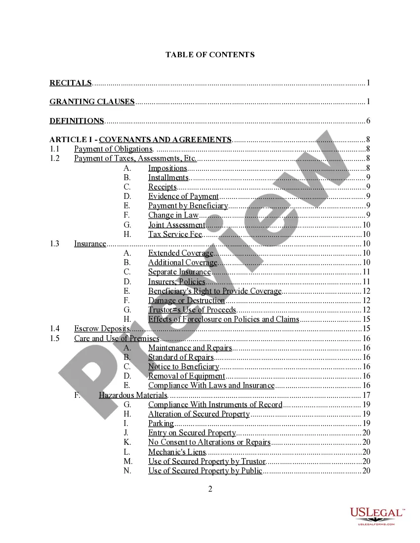 Get Complex Deed of Trust and Security Agreement Preview Complex Deed of Trust and Security Agreement