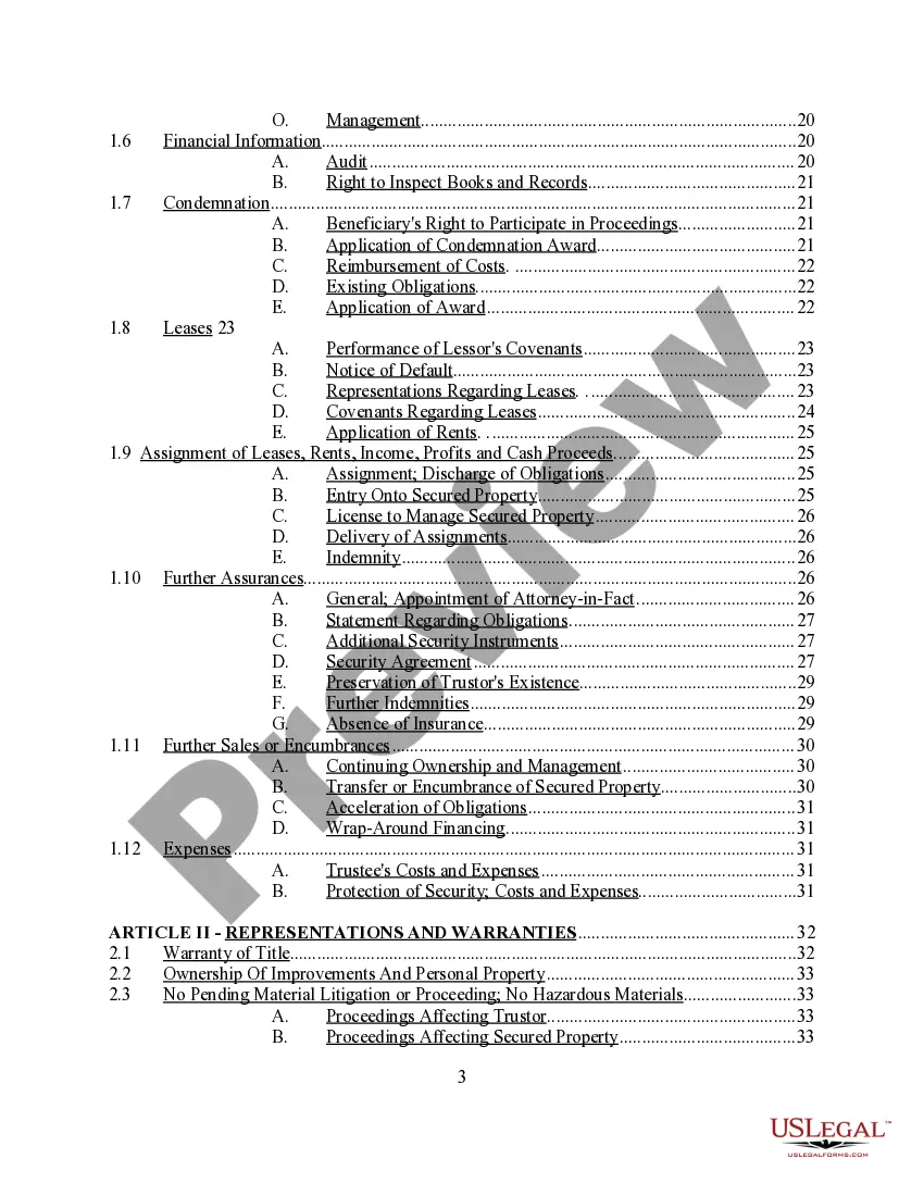 Get Complex Deed of Trust and Security Agreement Preview Complex Deed of Trust and Security Agreement