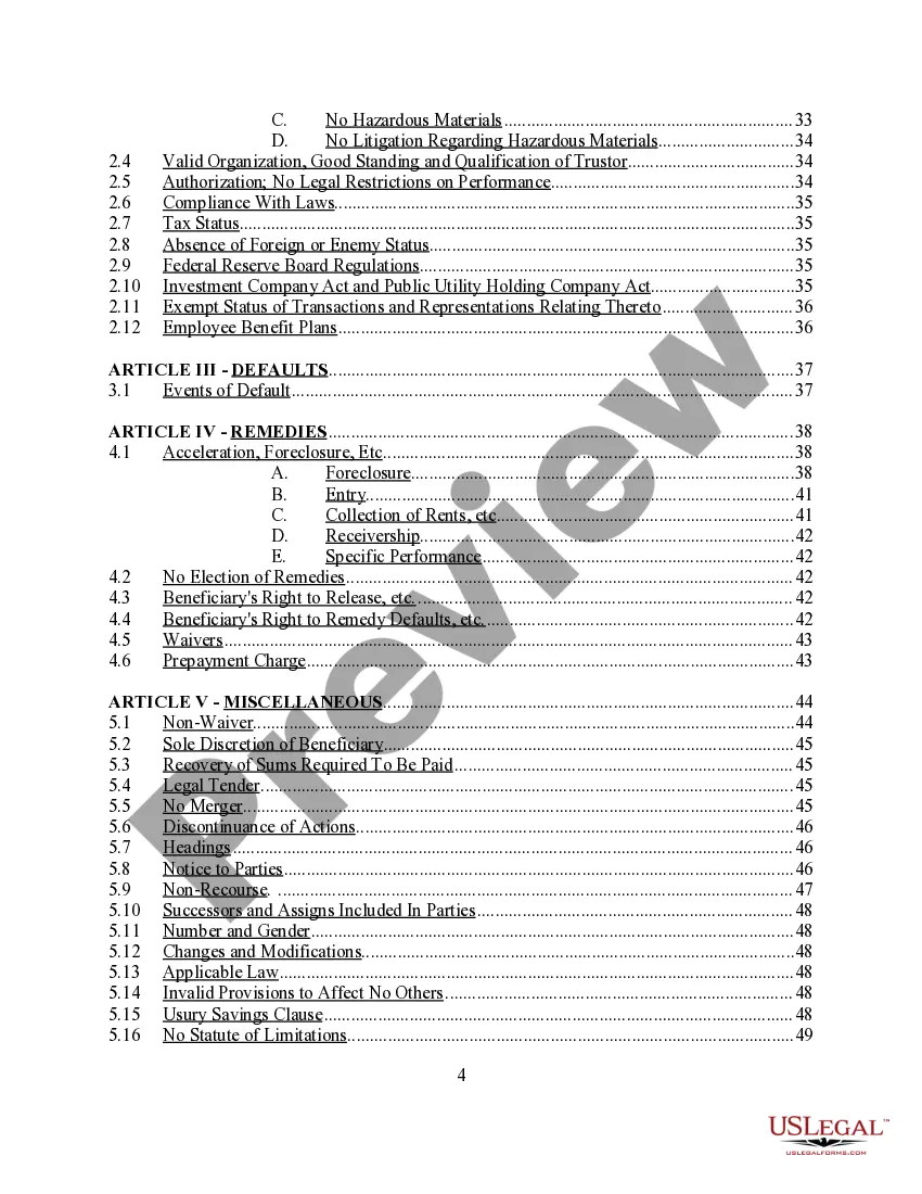 Get Complex Deed of Trust and Security Agreement Preview Complex Deed of Trust and Security Agreement