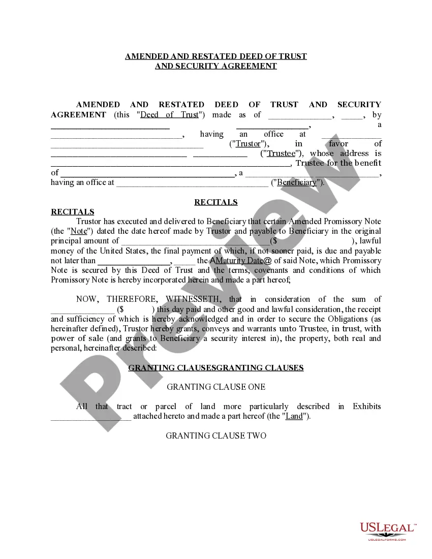 Get Complex Deed of Trust and Security Agreement Preview Complex Deed of Trust and Security Agreement