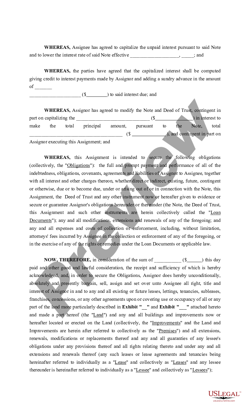 the assignment of rental income to the lender