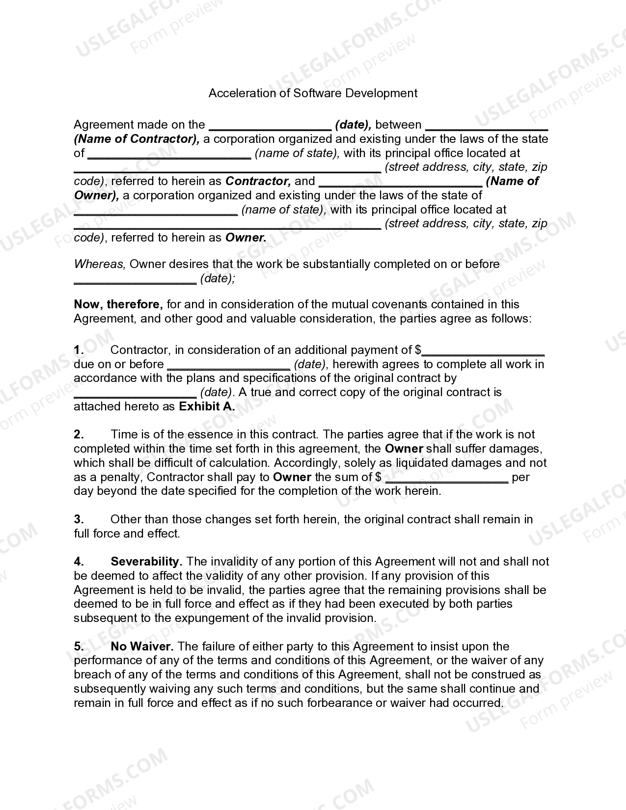 Acceleration of Software Development | US Legal Forms