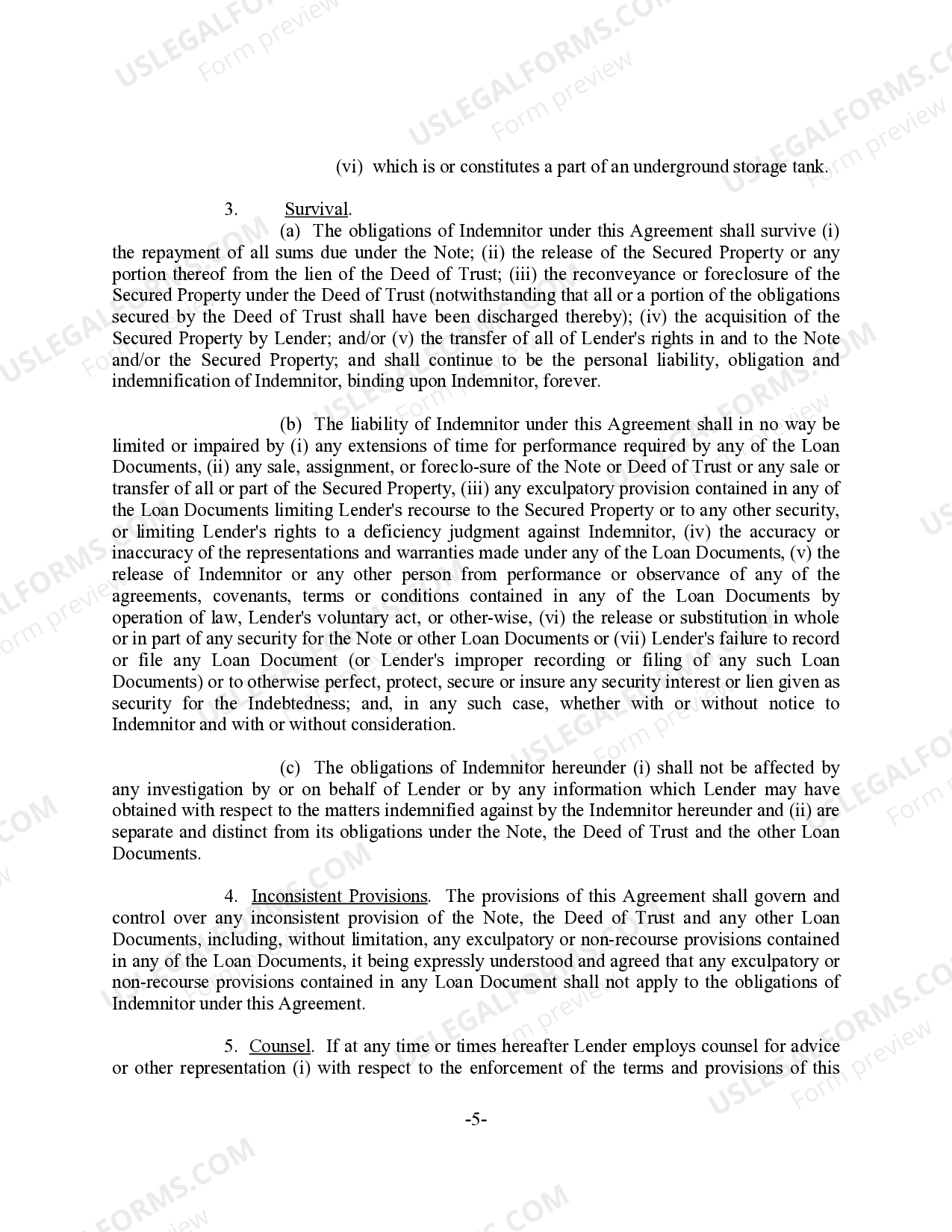 Connecticut Sample Environmental Indemnity Agreement - Detailed ...