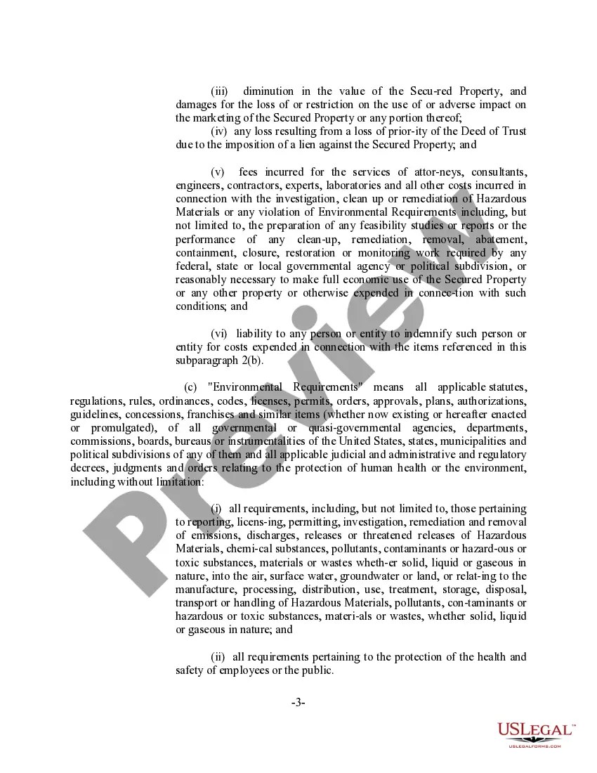 Get Sample Environmental Indemnity Agreement - Detailed Preview Sample Environmental Indemnity Agreement - Detailed