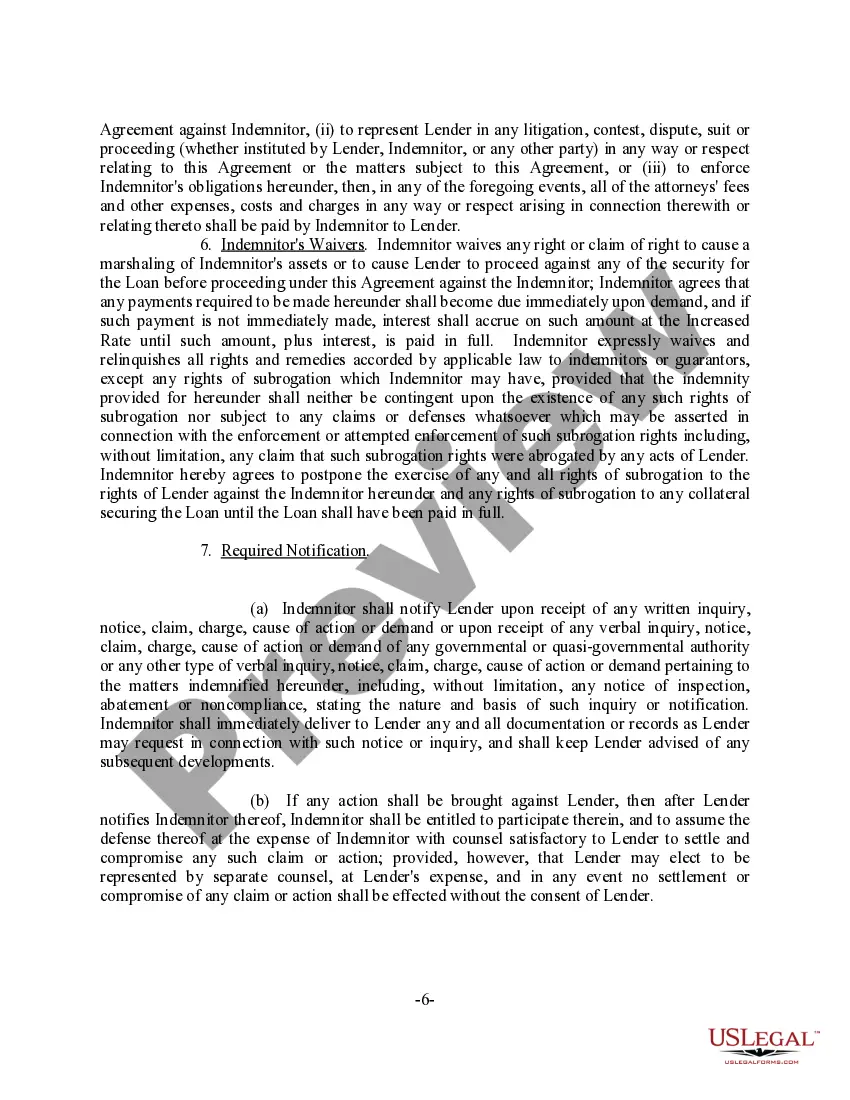 Get Sample Environmental Indemnity Agreement - Detailed Preview Sample Environmental Indemnity Agreement - Detailed