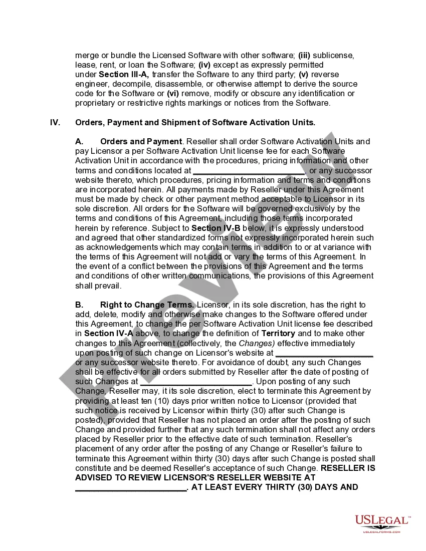 Preview Software Reseller Agreement