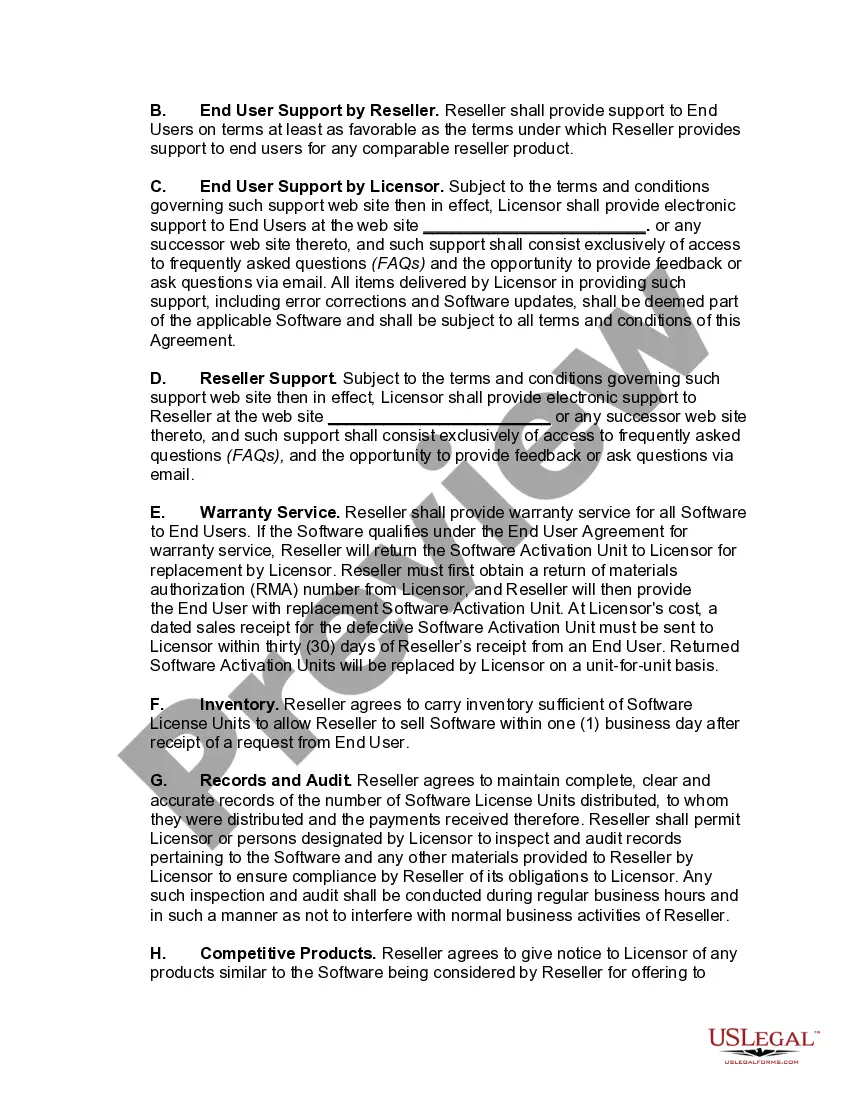 Preview Software Reseller Agreement