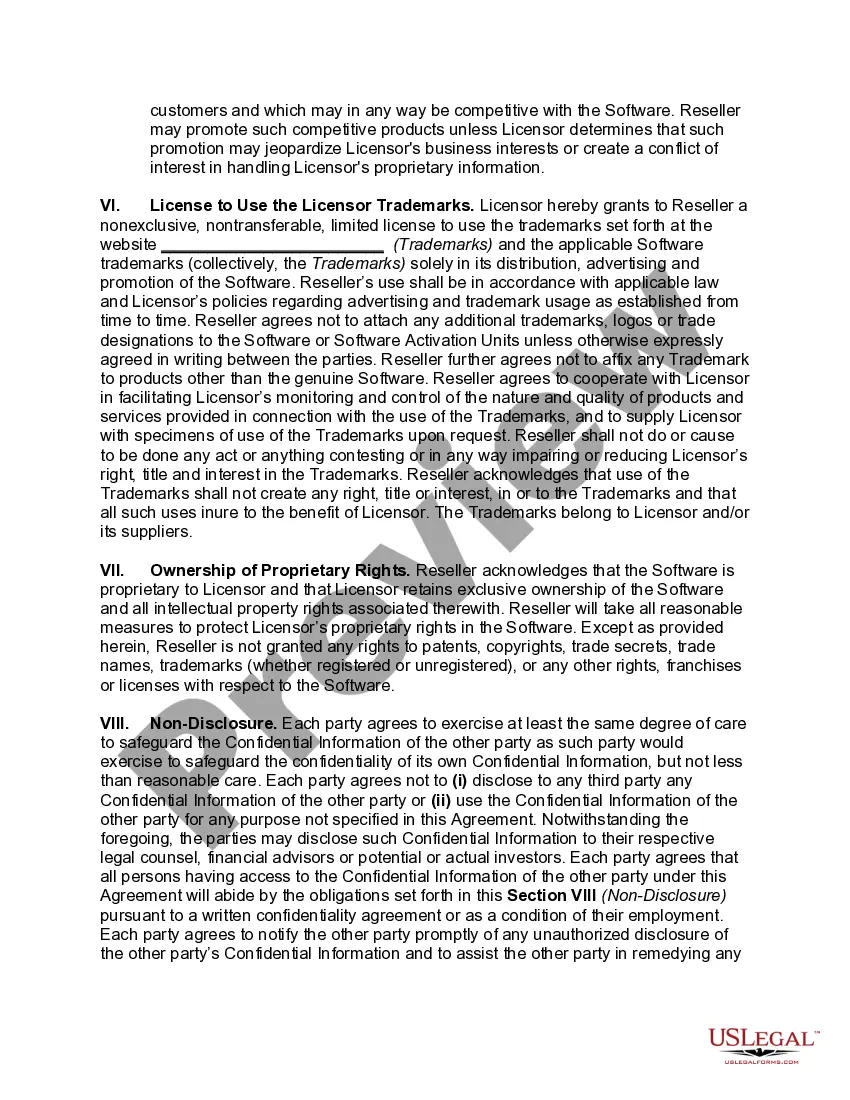 Preview Software Reseller Agreement