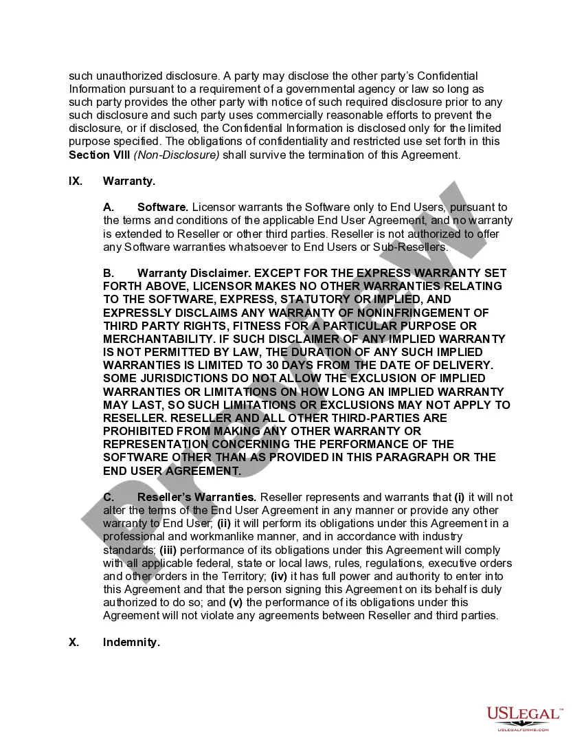 Preview Software Reseller Agreement