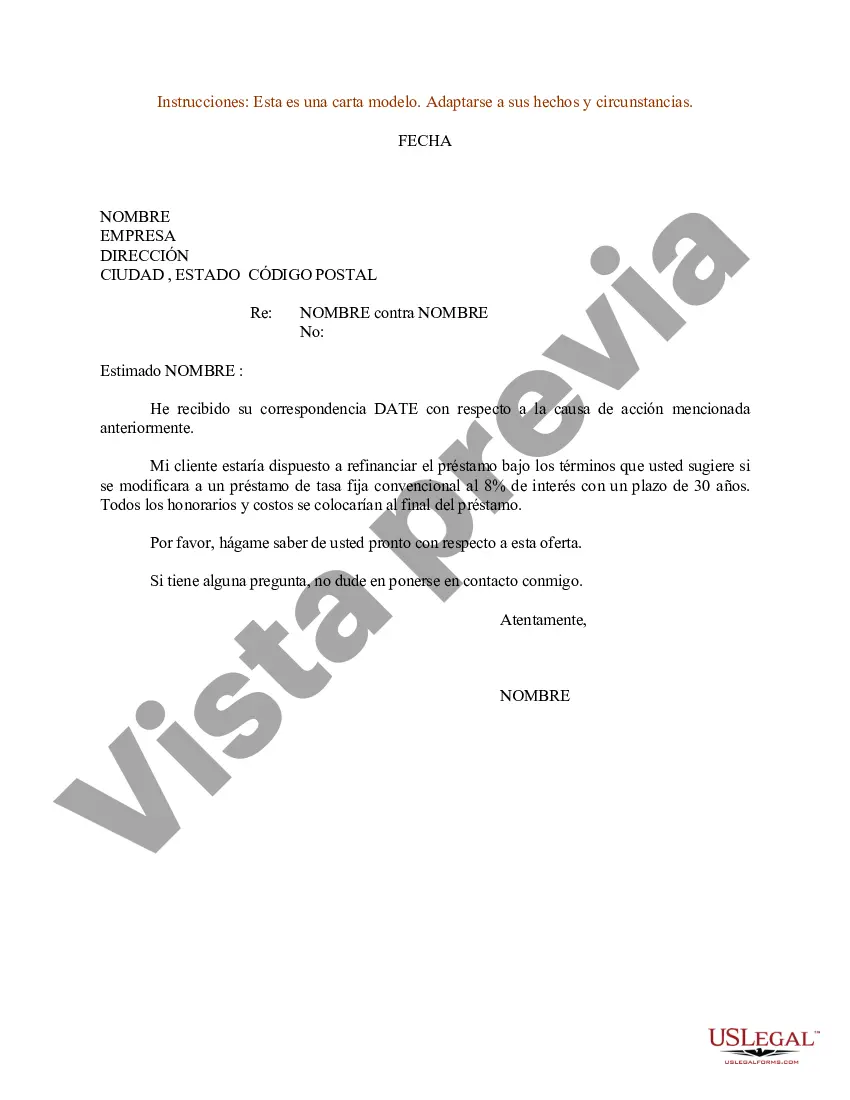 Preview Ejemplo de carta para refinanciamiento de préstamo