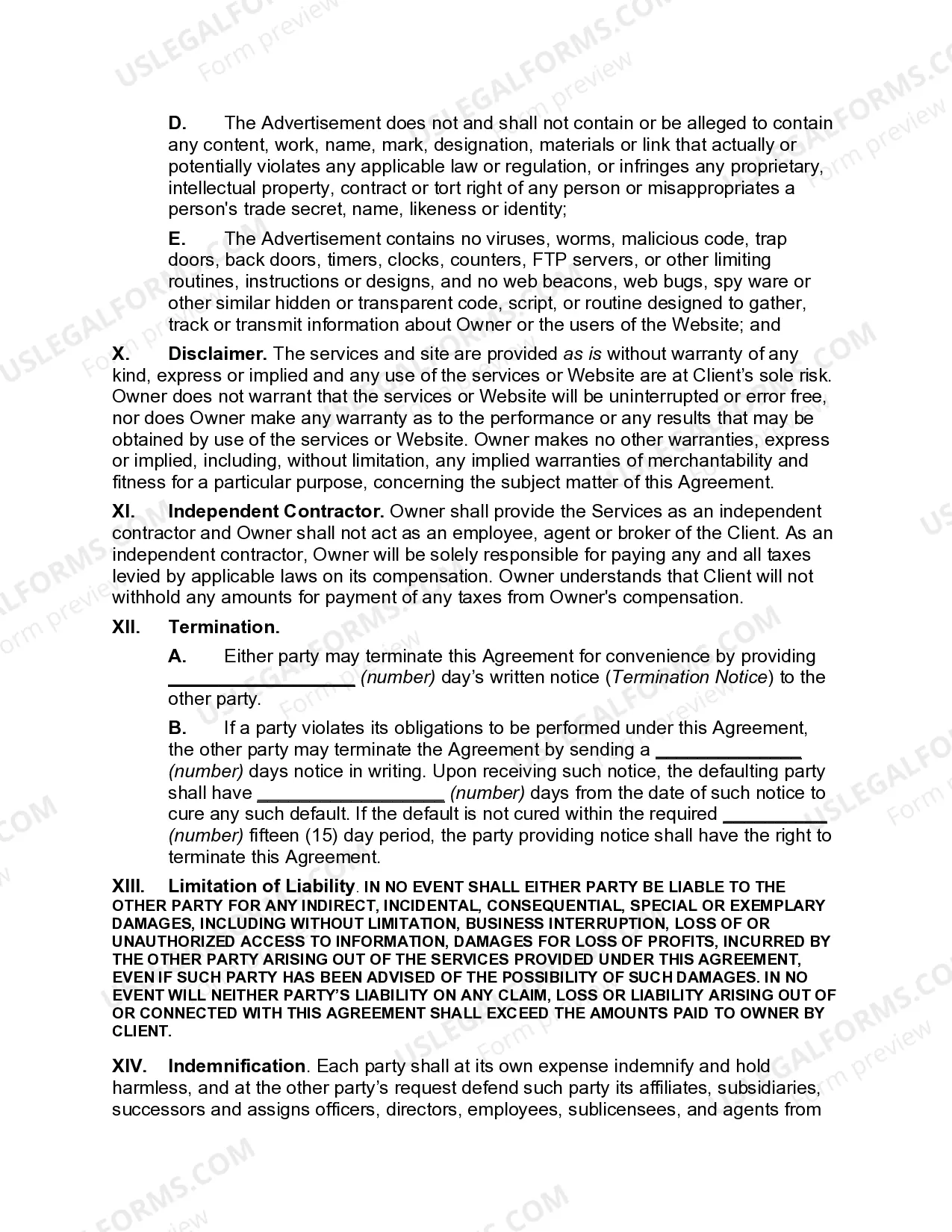 Preview Online Advertising Agreement