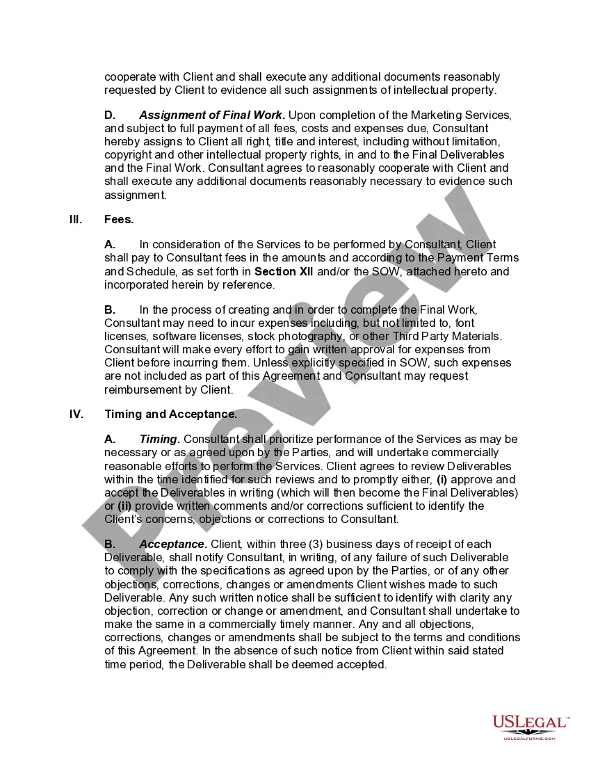 Preview Agreement for Marketing Services