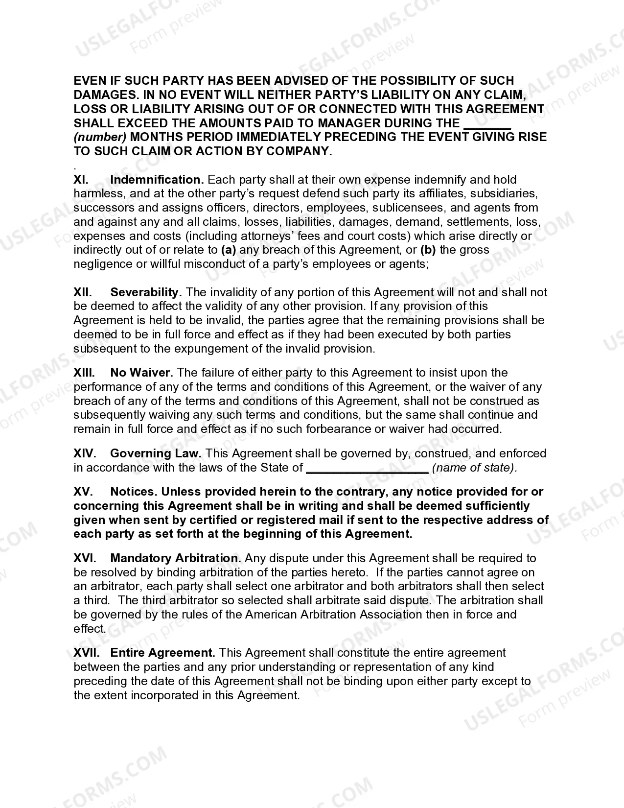 Preview Management Agreement