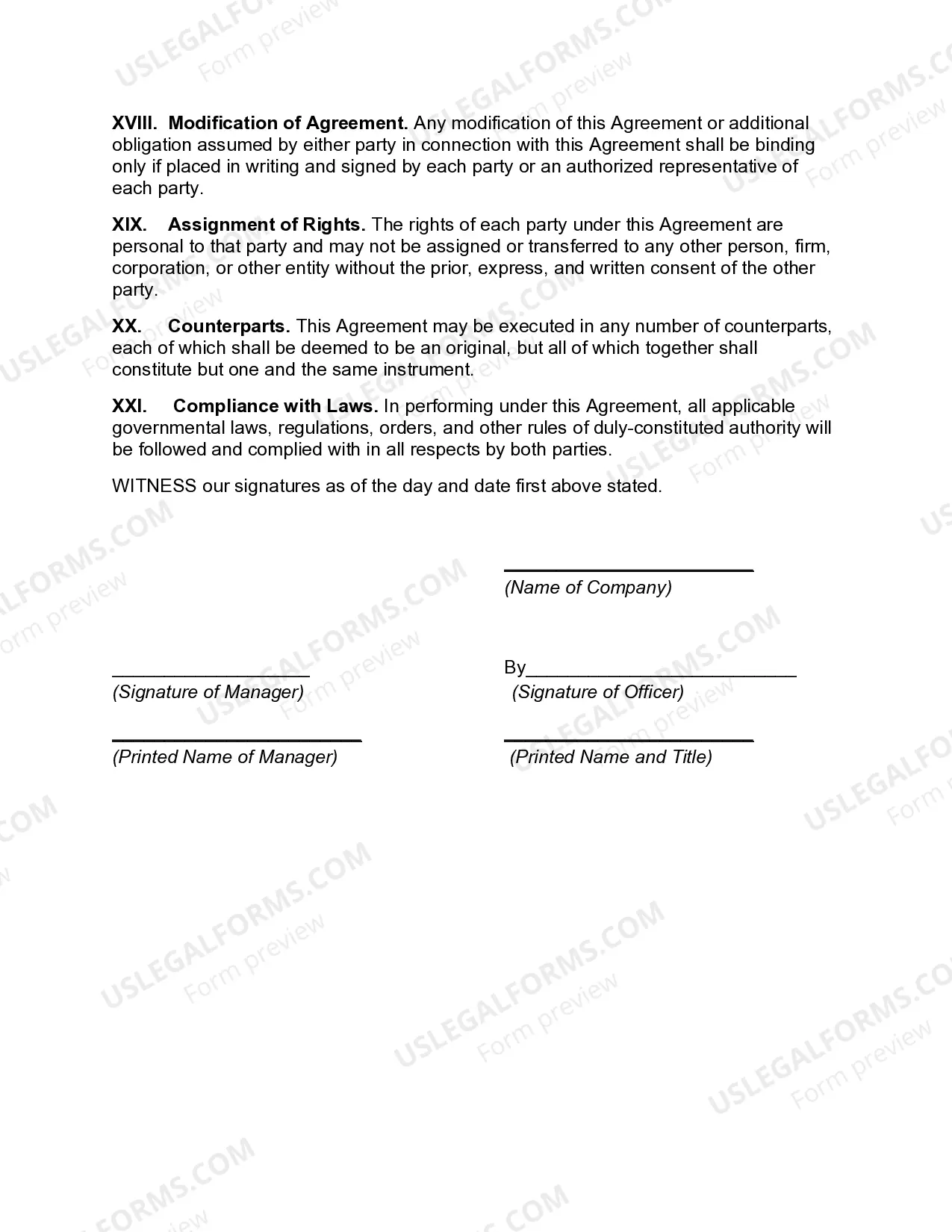 Preview Management Agreement