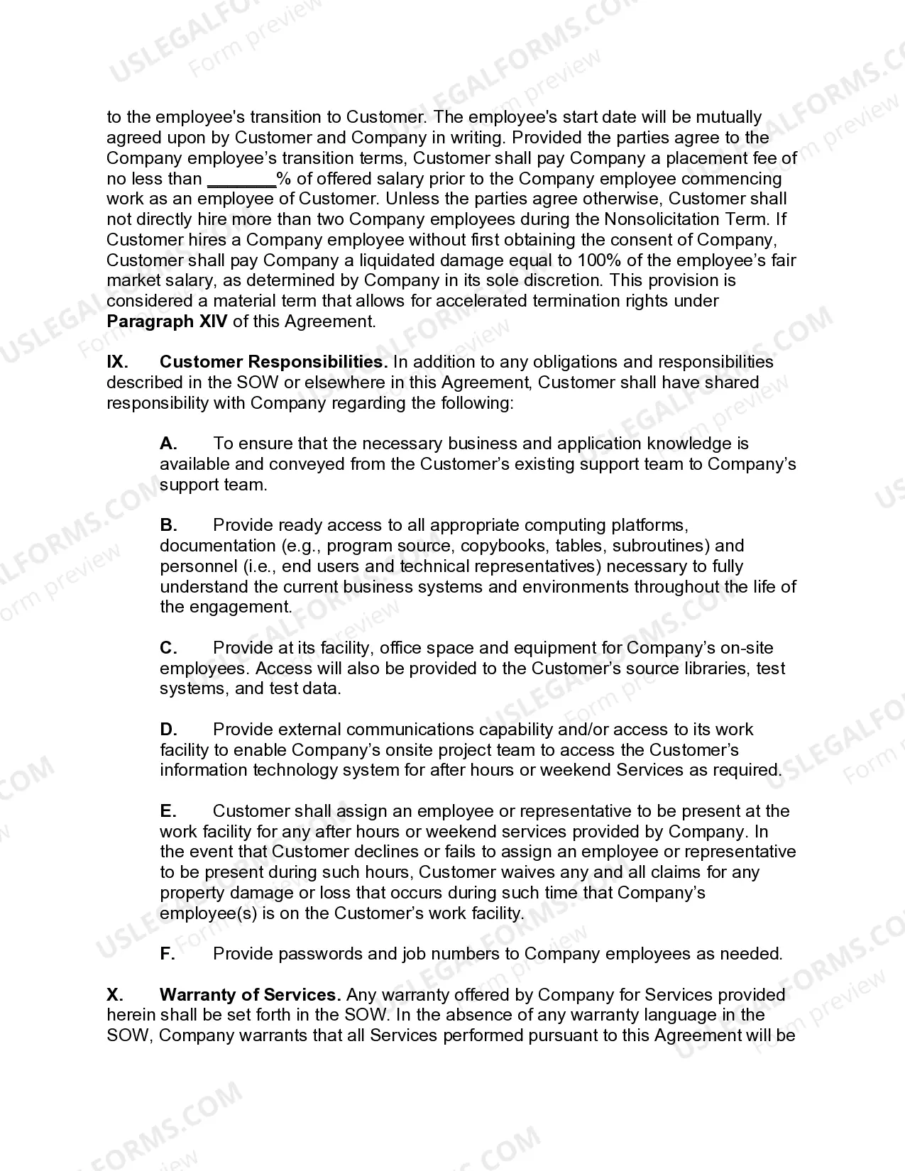 Preview Information Technology Services Agreement