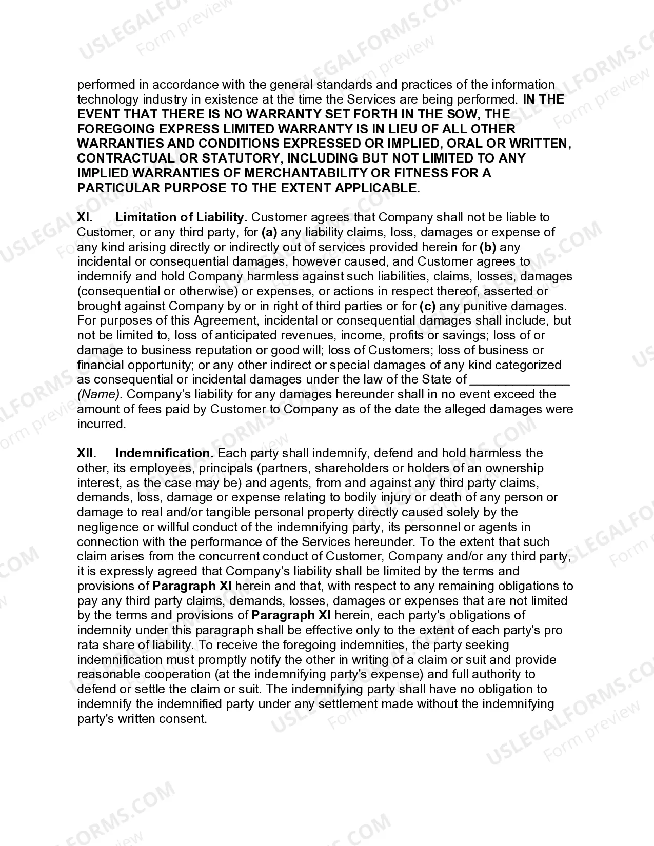 Preview Information Technology Services Agreement