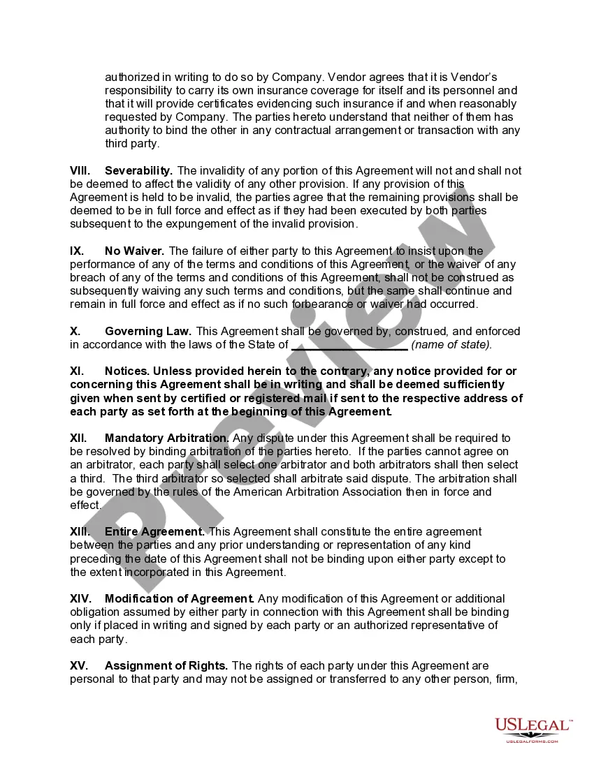 Preview Website Services Agreement