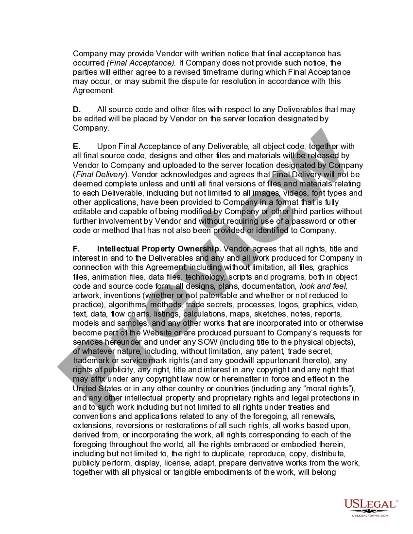 Preview Website Services Agreement