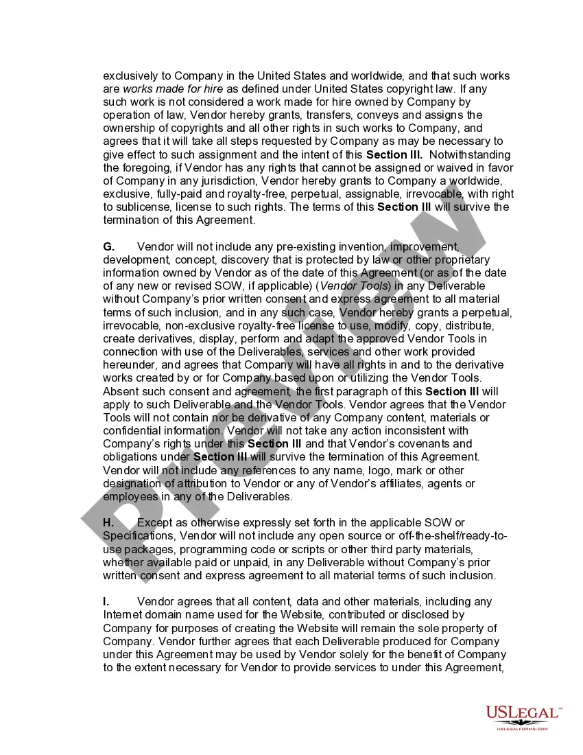 Preview Website Services Agreement