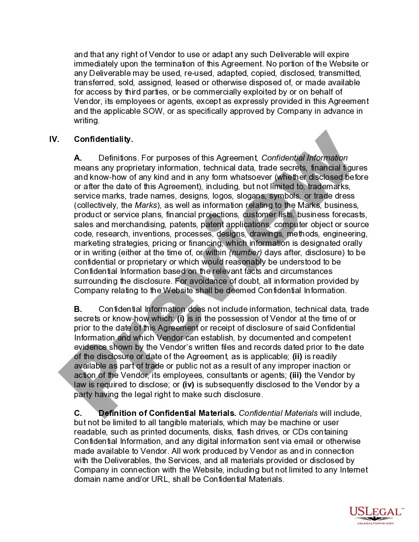 Preview Website Services Agreement