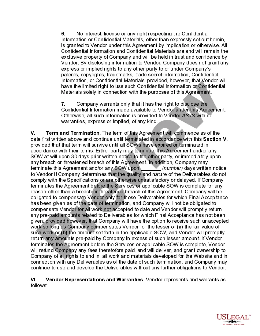 Preview Website Services Agreement