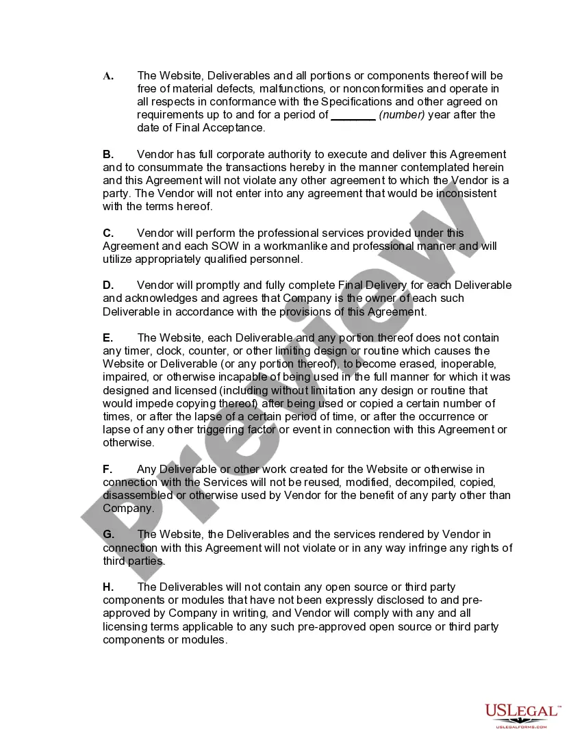 Preview Website Services Agreement