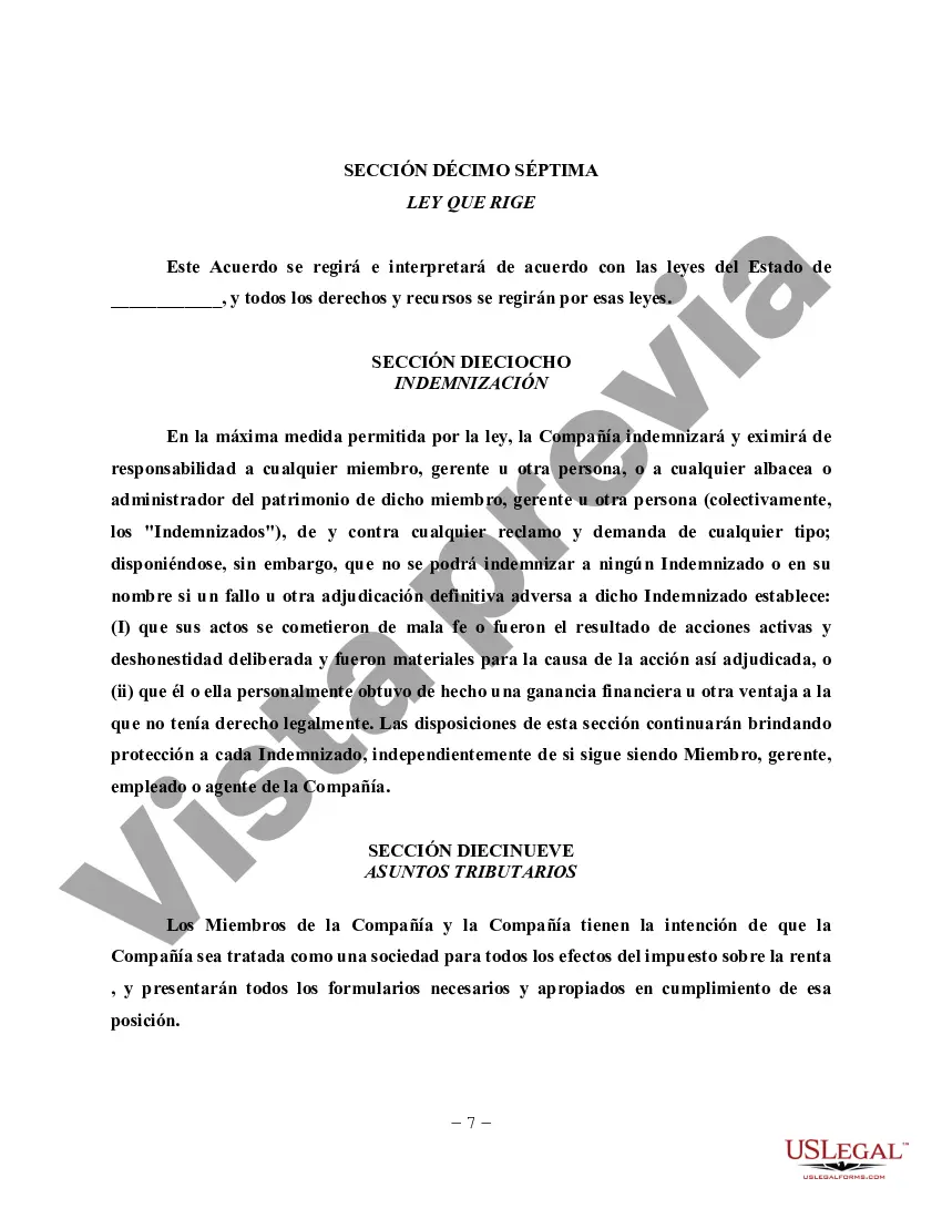 Preview Acuerdo operativo de LLC para casa de vacaciones compartida