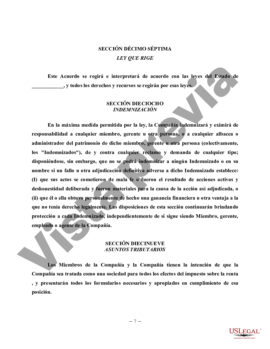 Miami-Dade Florida Acuerdo operativo de LLC para un solo miembro | US ...