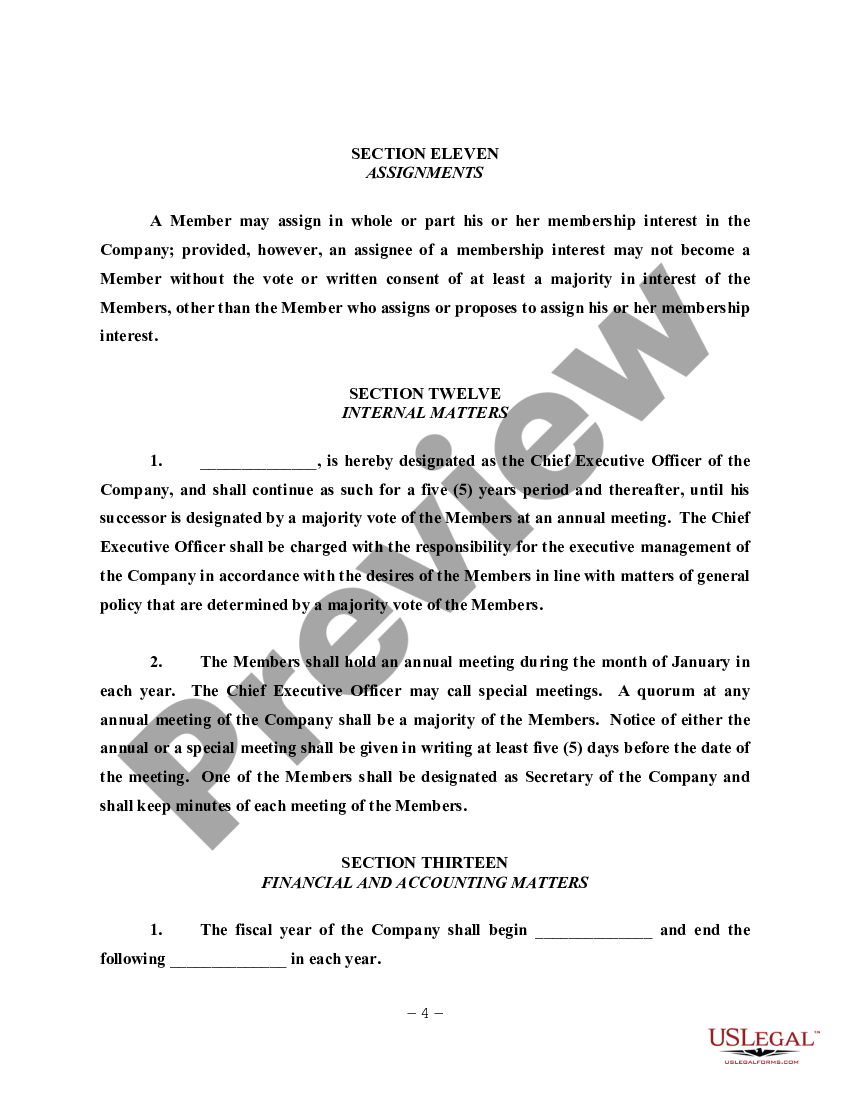 LLC Operating Agreement for Single Member - Single Member Llc Operating ...