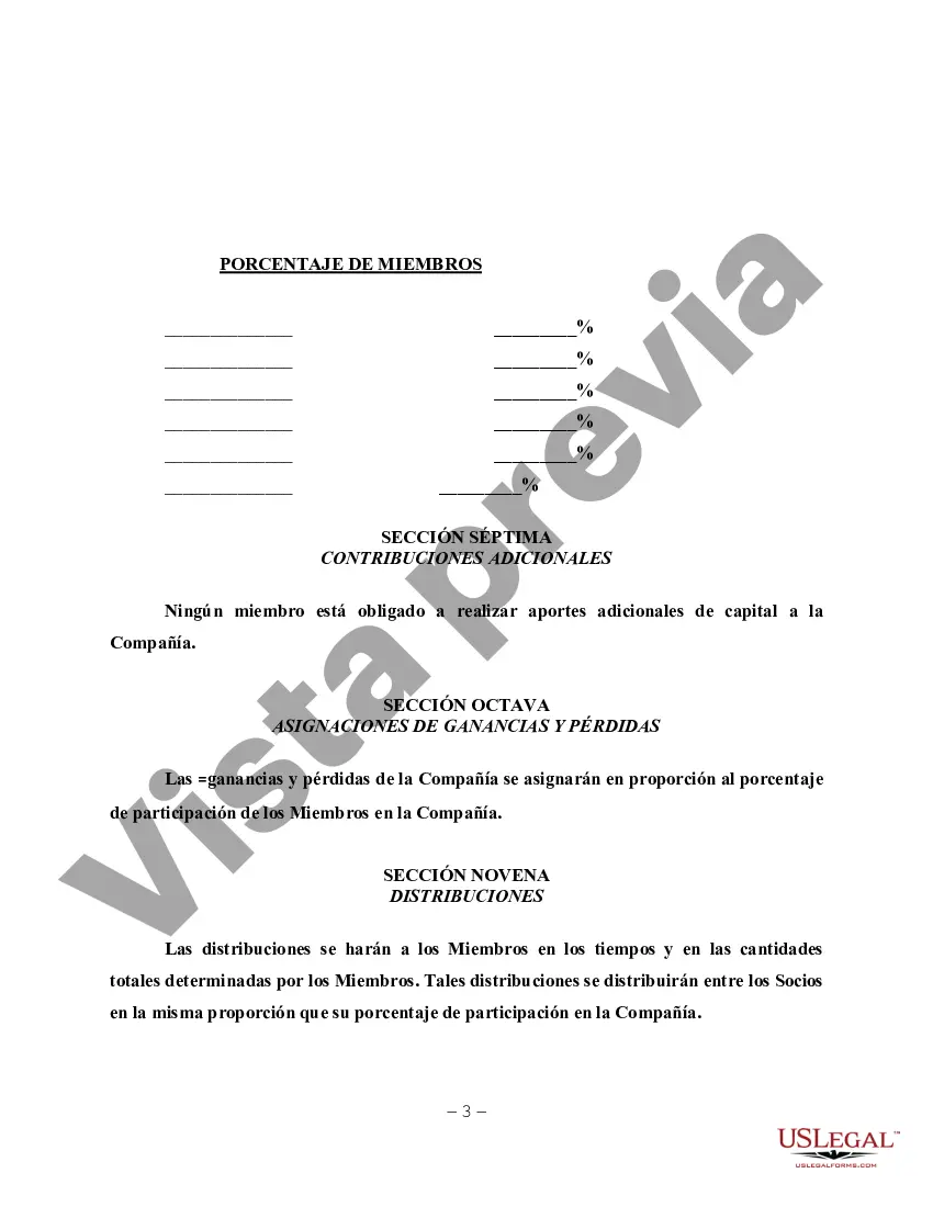 Preview Acuerdo operativo de LLC para dos socios