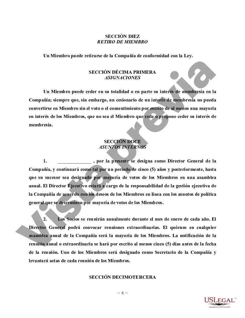 Preview Acuerdo de operación de LLC para pareja casada