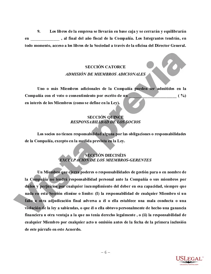 Preview Acuerdo de operación de LLC para pareja casada