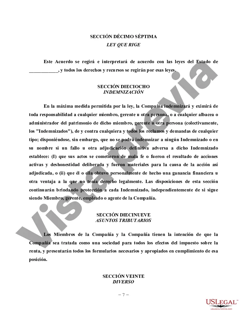 Preview Acuerdo de operación de LLC para pareja casada